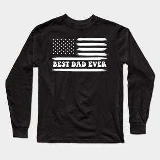 US American Best Dad Ever Fathers Day Gift Funny Vintage Groovy Long Sleeve T-Shirt